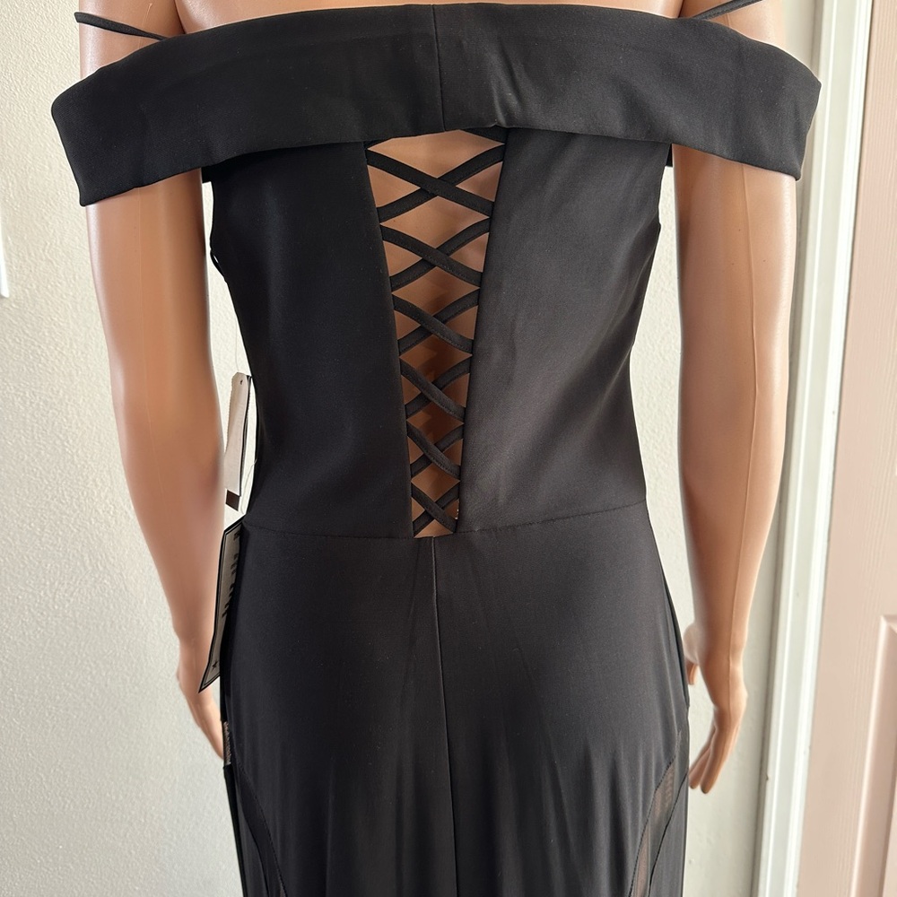 NWT Macy’s Formal Long Black Dress with Corset Back